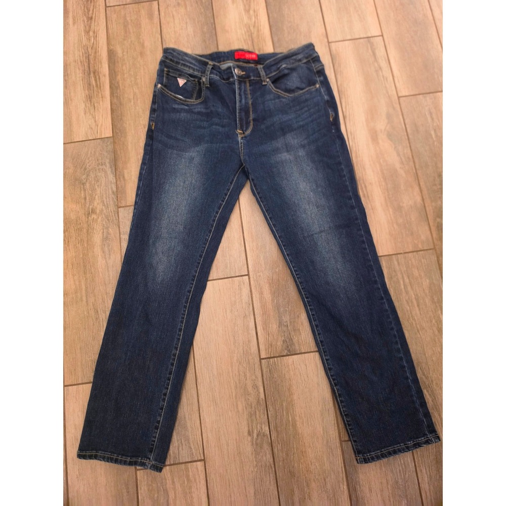 Guess Lincoln Slim Straight Jeans Mens 34x30 Dark Wash Blue Denim T3RJ12D5400